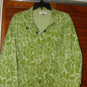 Coldwater Creek Woman Large Coat Jean Jacket Lime Green Size L Snap Zipper
